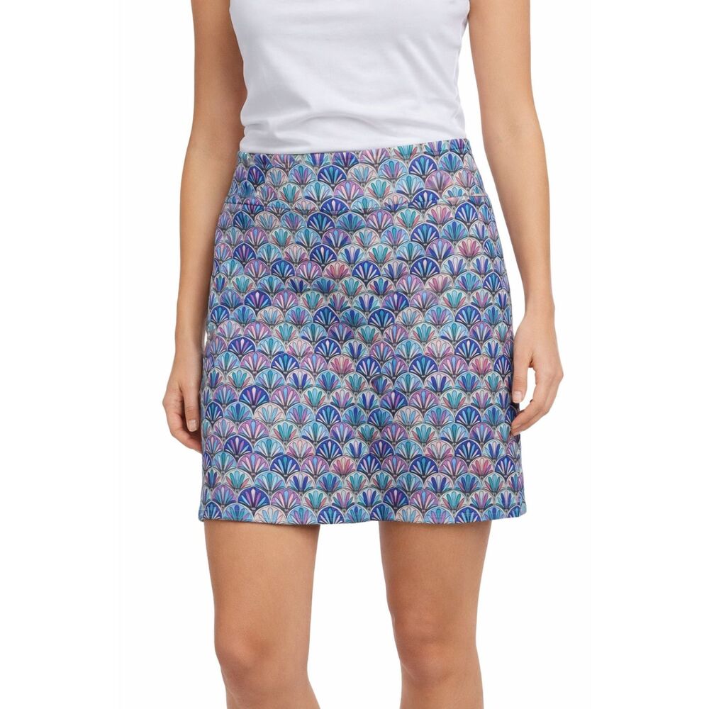 Talbots Skirt Womens 10 Blue Purple Floral Cotton Blend Back Zip Straight